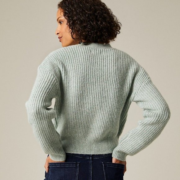 Hudson North Crop  Chunky Rib Knit Cardigan Sweater Sage Green Size Medium - Picture 2 of 8